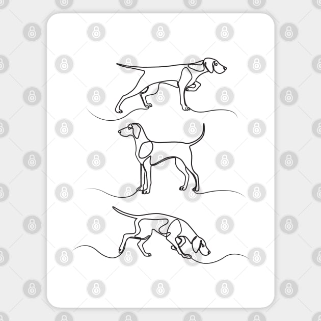 Continuous Line Weimaraners (Black and White) Magnet by illucalliart